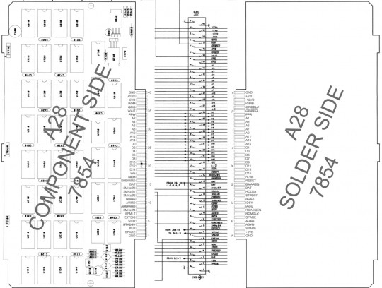 Tektronix 7854 A28 board edge connector pin assignment